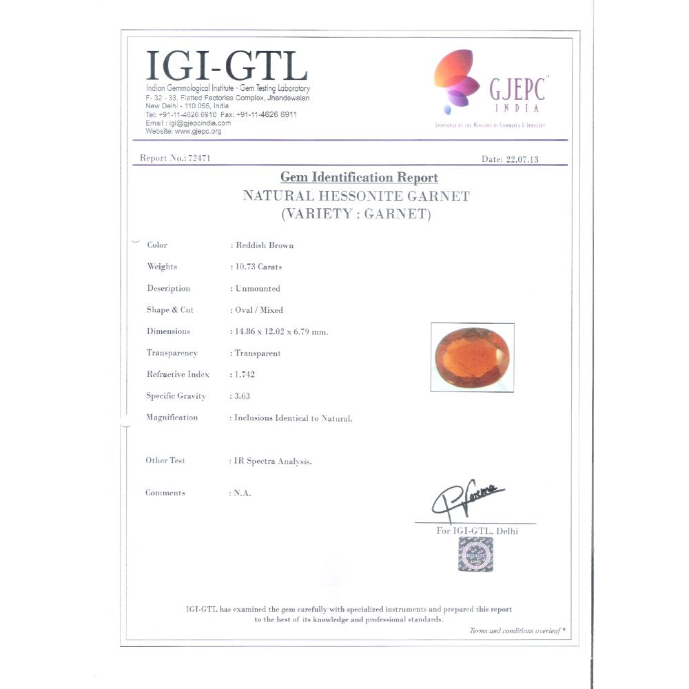 11.92 Ratti Natural Govt. Lab Certified Ceylonese Gomed