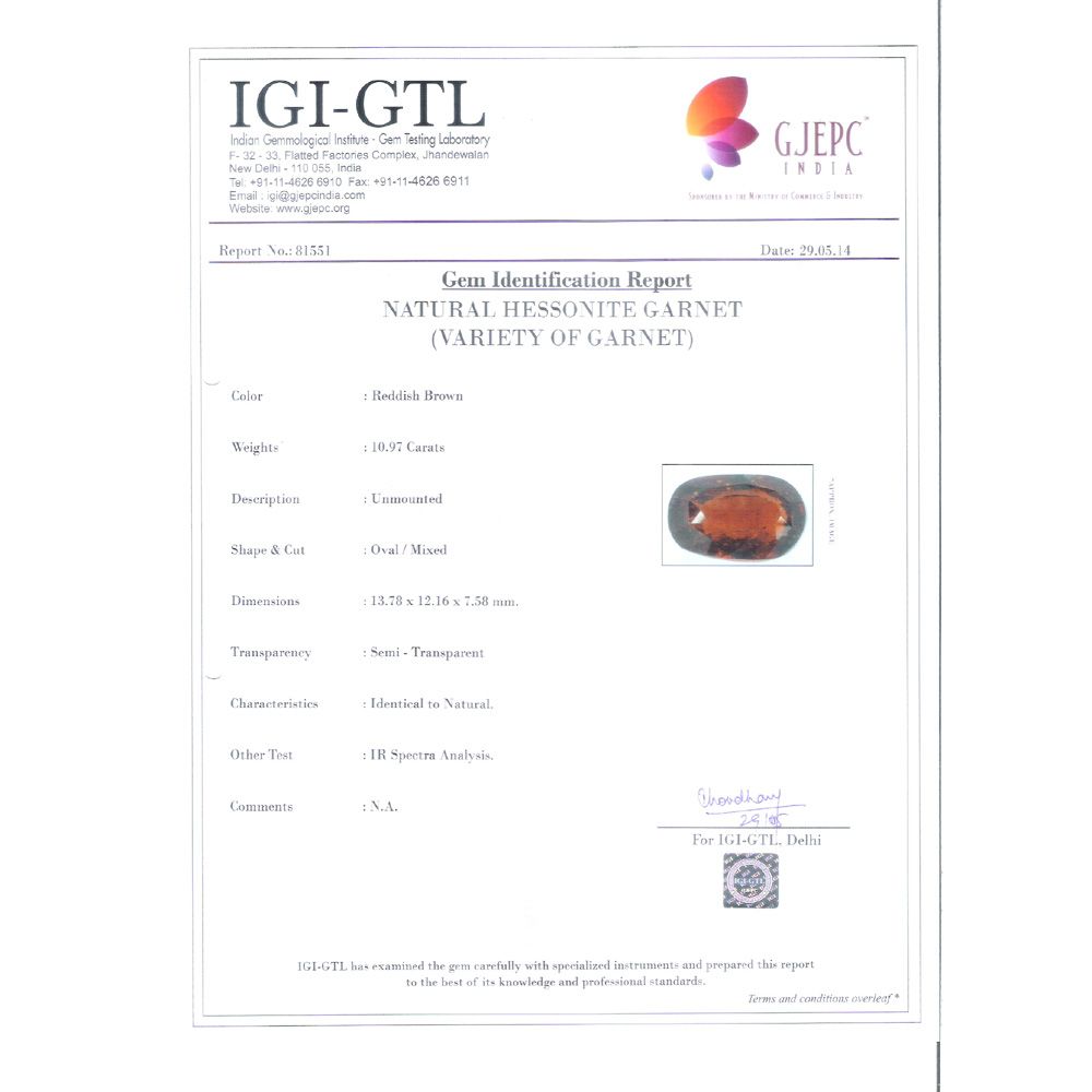 12.19 Ratti Natural Govt. Lab Certified Ceylonese Gomed