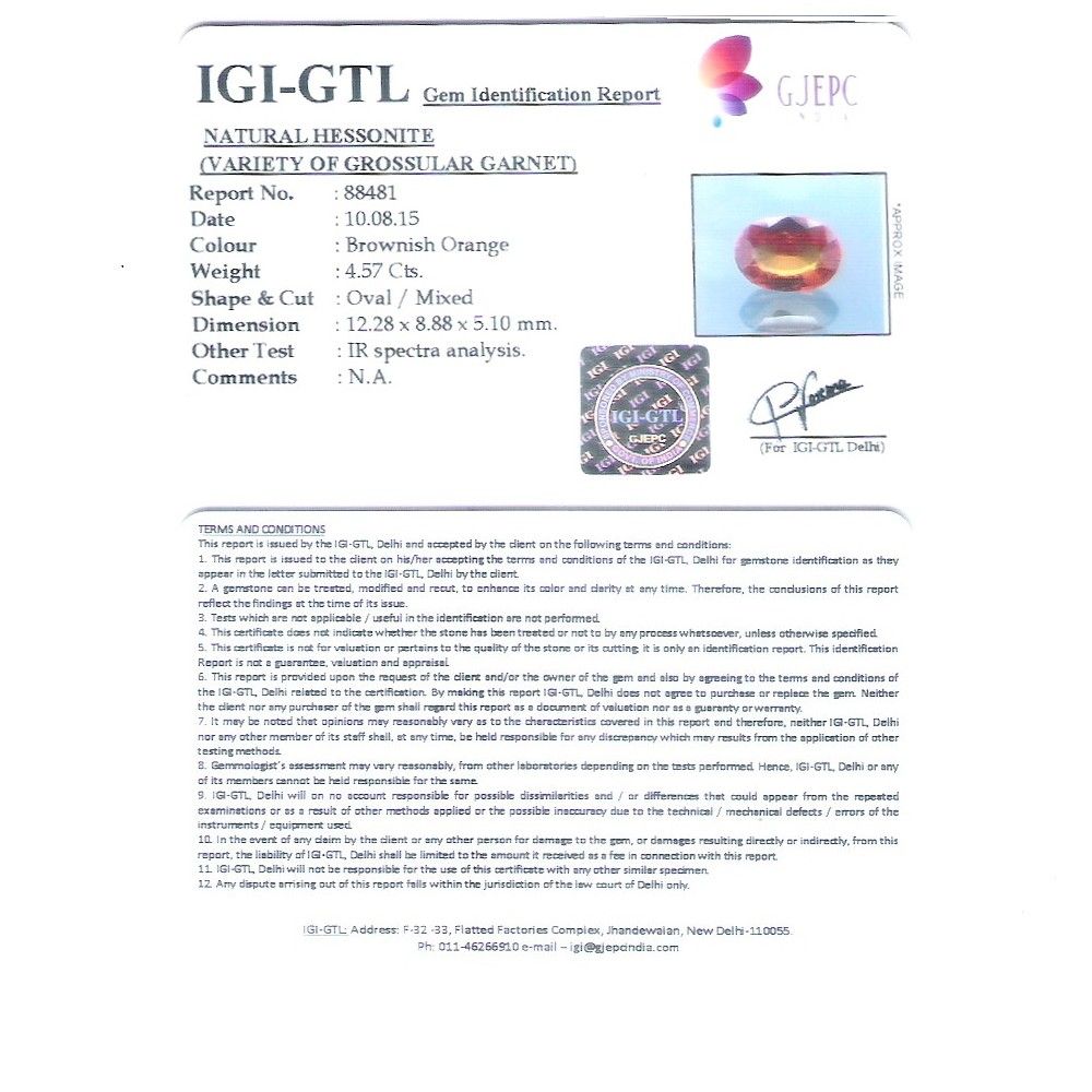 5.08 Ratti Natural Govt. Lab Certified Ceylonese Gomed