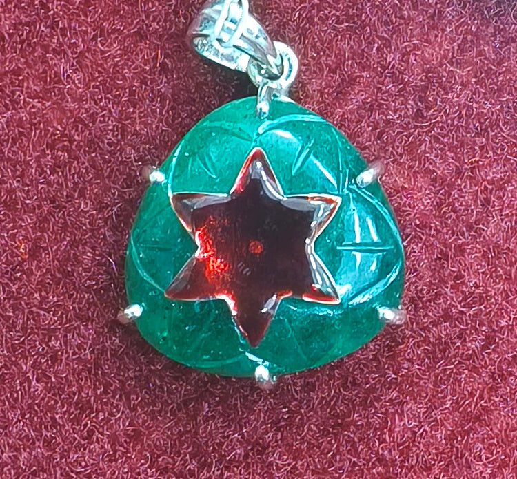 Silver Pendant of Natural Indian Jade Stone-2250