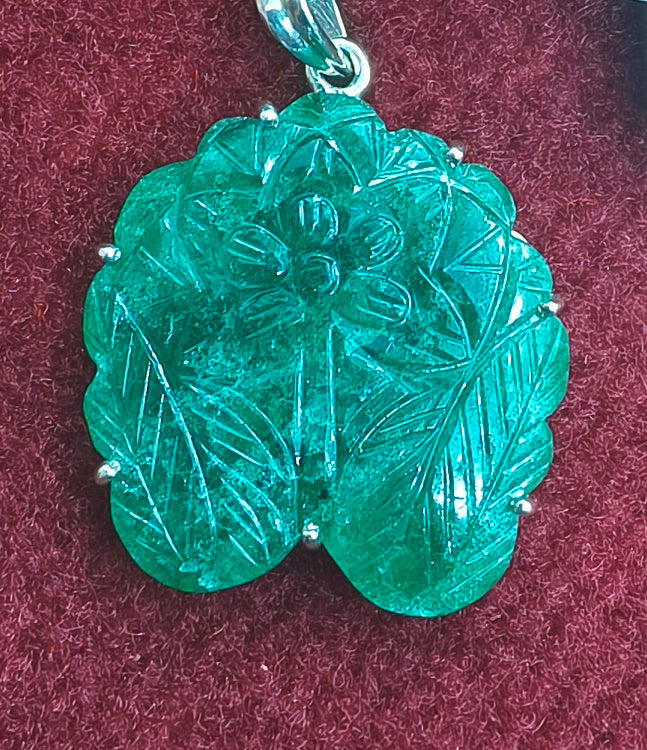 Silver Pendant of Natural Indian Jade Stone-2250