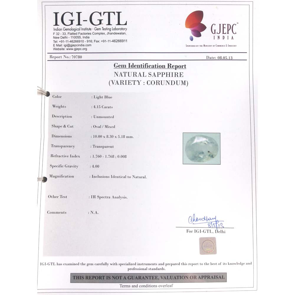 4.61 Ratti Natural Govt Lab Certified Neelam Stone-(6771)