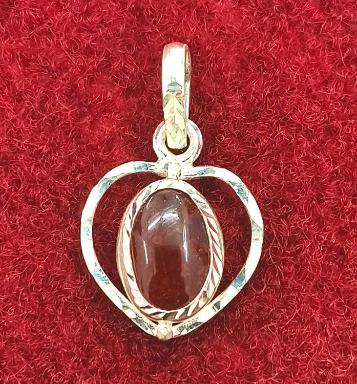 SILVER PENDANT FOR ZODIAC SIGN LEO HEART SHAPE