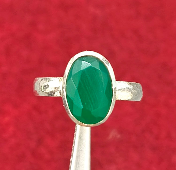 SILVER RING FOR ZODIAC SIGN VIRGO AND GEMINI GREEN ONYX
