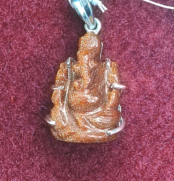 Silver Pendant of Natural Sun Sitara (Ganesha) Stone (S.SITPEN208)