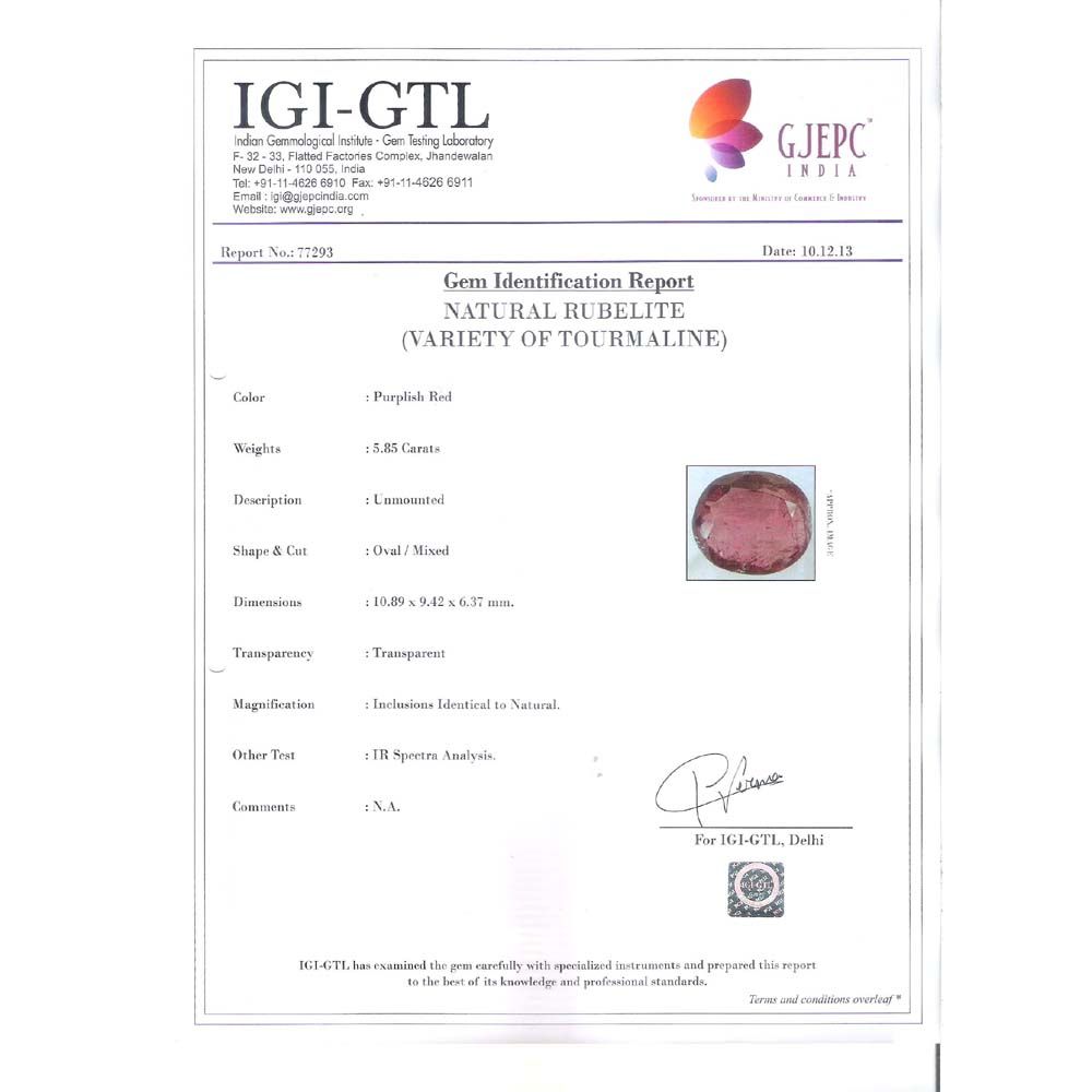 5.85/CT Natural Tourmaline Gemstone